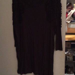 Brown tunic top with ruffled sleeves